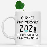Custom Coffee Mug, Our 1st Anniversary 2021 The One Where We Were Vaccinated