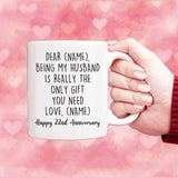 Dear husband mug, 22nd anniversary gift, husband gifts, birthday gifts for husband
