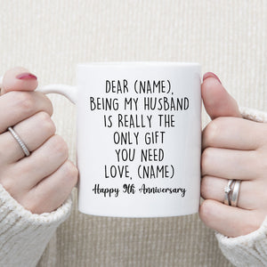 Dear husband mug, 9th anniversary gift, husband gifts, birthday gifts for husband