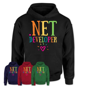 .Net Developer Rainbow Lettering Heart Shirt, Employee Appreciation Gifts