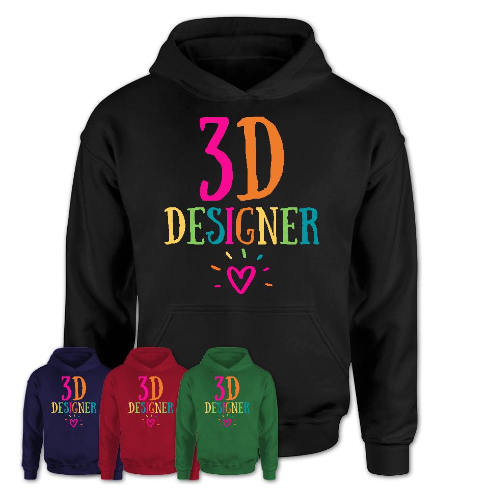 3D Designer Rainbow Lettering Heart Shirt, Employee Appreciation Gifts