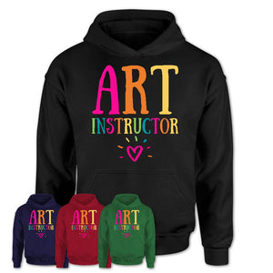 Art Instructor Rainbow Lettering Heart Shirt, Employee Appreciation Gifts