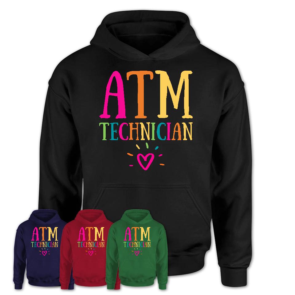 Atm Technician Rainbow Lettering Heart Shirt, Employee Appreciation Gifts