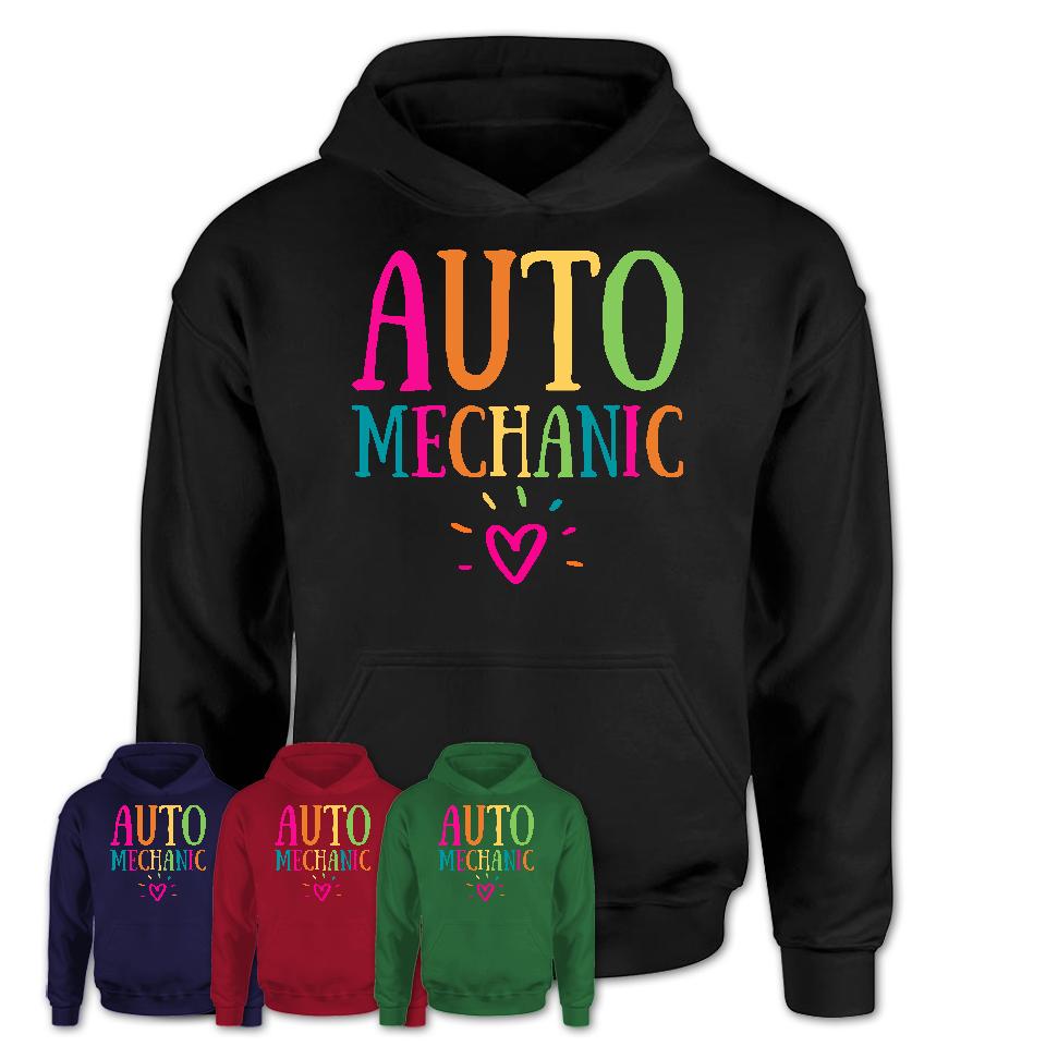 Auto Mechanic Rainbow Lettering Heart Shirt, Employee Appreciation Gifts