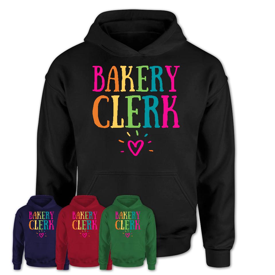 Bakery Clerk Rainbow Lettering Heart Shirt, Employee Appreciation Gifts