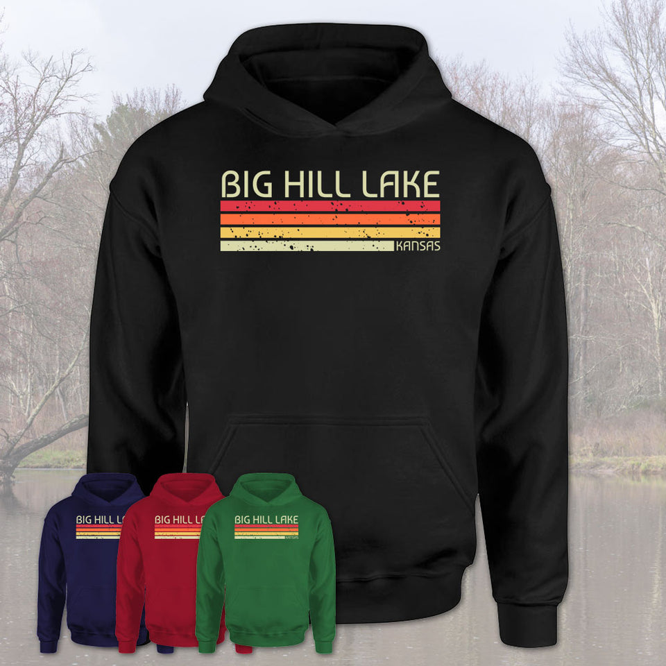 Big Hill Lake Kansas Funny Fishing Camping Summer Retro Gift T-Shirt