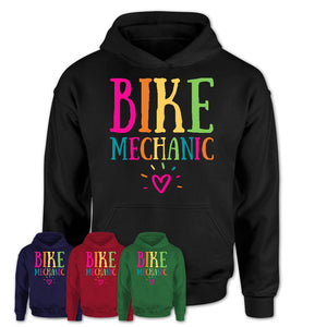 Bike Mechanic Rainbow Lettering Heart Shirt, Employee Appreciation Gifts