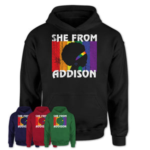 Black Girl She From Addison Illinois Shirt LGBT Pride Gift