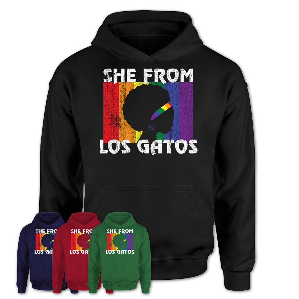 Black Girl She From Los Gatos California Shirt LGBT Pride Gift