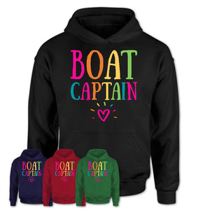 Boat Captain Rainbow Lettering Heart Shirt, Employee Appreciation Gifts