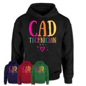 Cad Technician Rainbow Lettering Heart Shirt, Employee Appreciation Gifts
