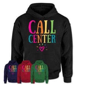 Call Center Rainbow Lettering Heart Shirt, Employee Appreciation Gifts