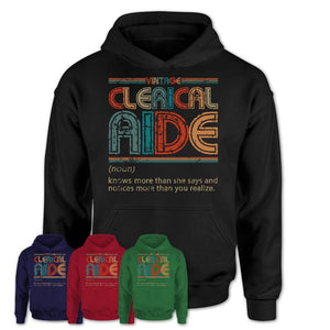 Clerical Aide Definition Vintage Retro Colors Shirt, Coworker Birthday Gift TShirt