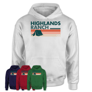 Colorado Highlands Ranch Camping Shirt for Family Teammates Vintage Retro Colors