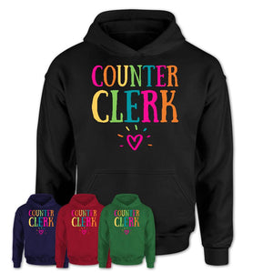 Counter Clerk Rainbow Lettering Heart Shirt, Employee Appreciation Gifts
