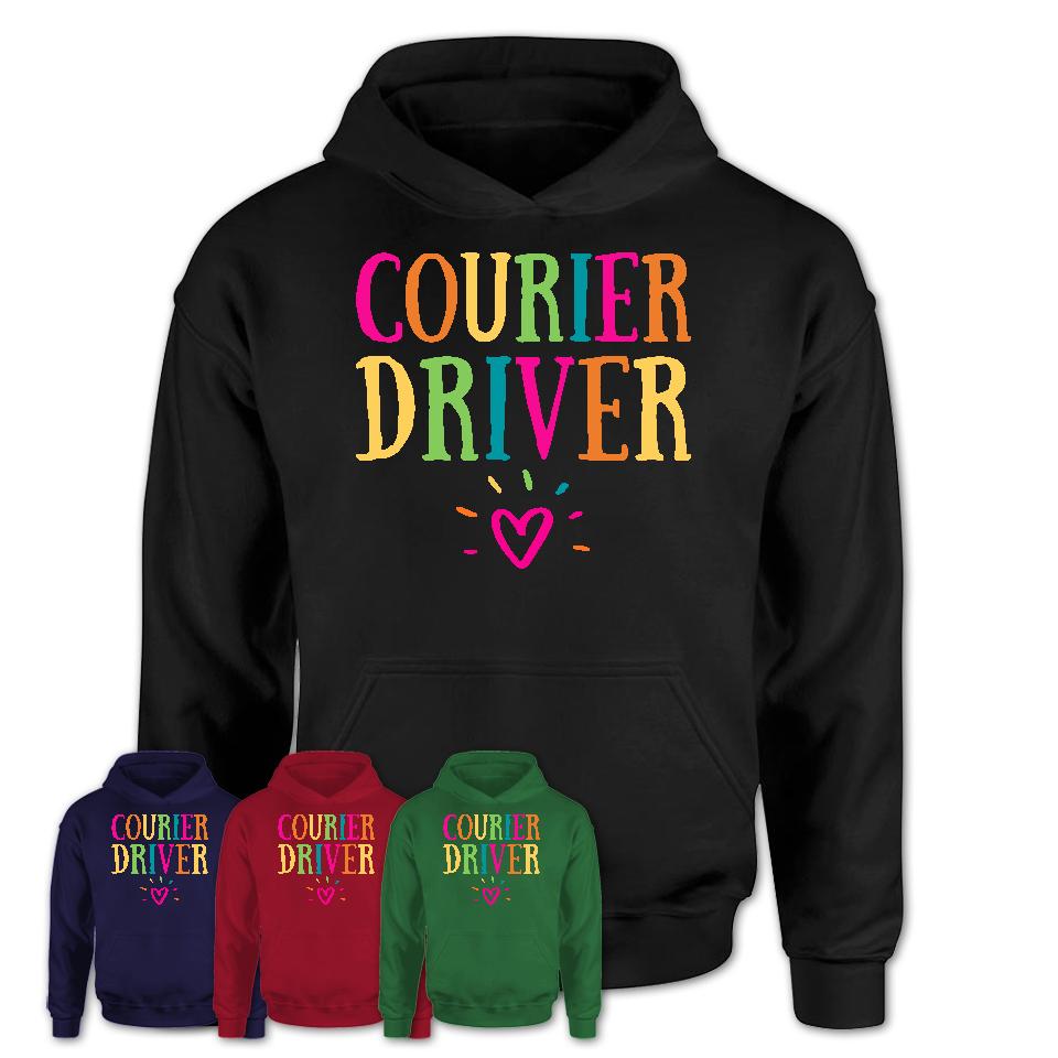 Courier Driver Rainbow Lettering Heart Shirt, Employee Appreciation Gifts