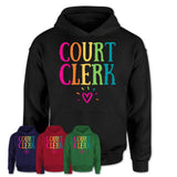Court Clerk Rainbow Lettering Heart Shirt, Employee Appreciation Gifts