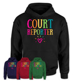 Court Reporter Rainbow Lettering Heart Shirt, Employee Appreciation Gifts