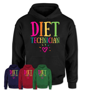 Diet Technician Rainbow Lettering Heart Shirt, Employee Appreciation Gifts