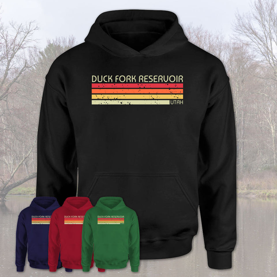 Duck Fork Reservoir Utah Funny Fishing Camping Summer Retro Gift T-Shirt
