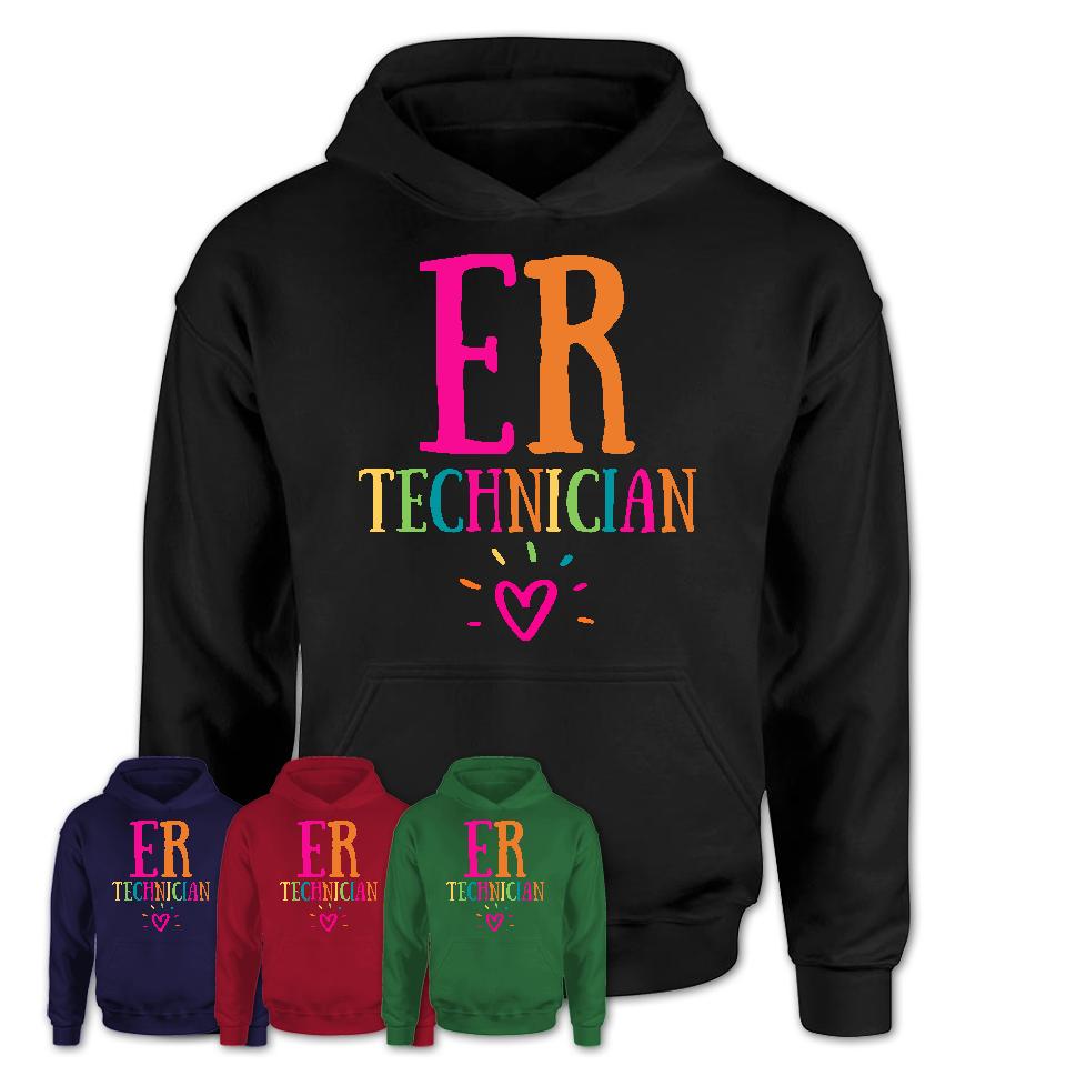 Er Technician Rainbow Lettering Heart Shirt, Employee Appreciation Gifts