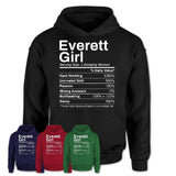 Everett Girl Washington Nutrition Facts Proud Vintage Sport Born Living City Home Roots USA Gift Women T-Shirt