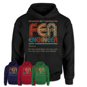 Fea Engineer Definition Vintage Retro Colors Shirt, Coworker Birthday Gift TShirt