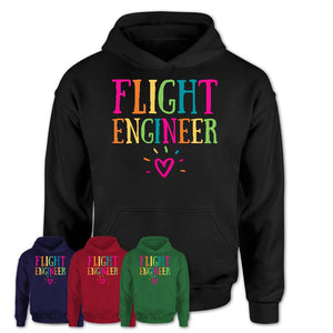 Flight Engineer Rainbow Lettering Heart Shirt, Employee Appreciation Gifts