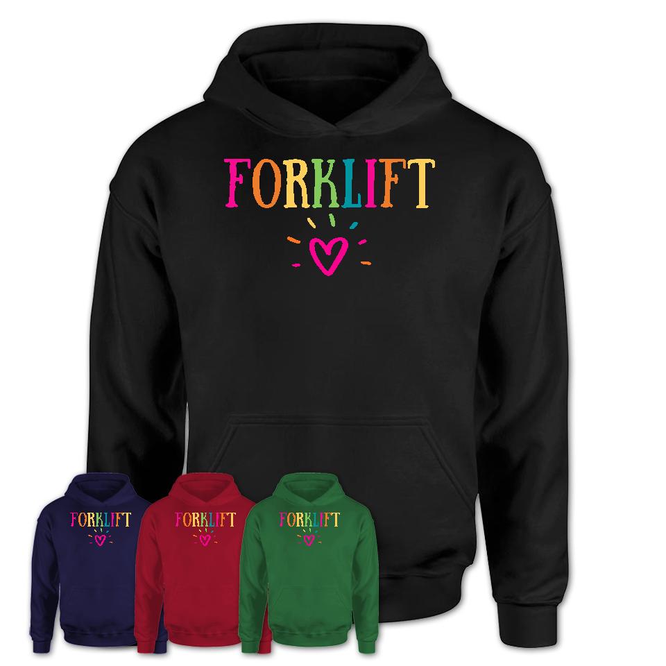 Forklift Rainbow Lettering Heart Shirt, Employee Appreciation Gifts