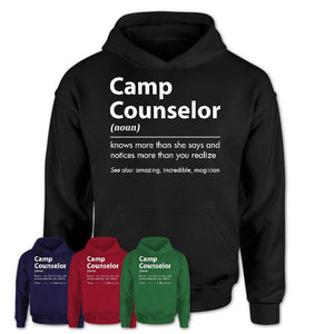 Funny Camp Counselor Definition Shirt, New Job Gift for Camp Counselor, Coworker Gift Idea