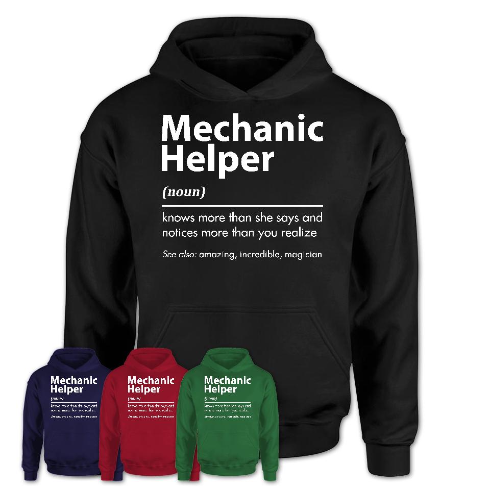 Funny Mechanic Helper Definition Shirt, New Job Gift for Mechanic Helper, Coworker Gift Idea
