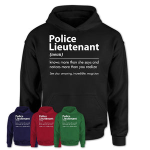 Funny Police Lieutenant Definition Shirt, New Job Gift for Police Lieutenant, Coworker Gift Idea