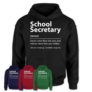 Funny School Secretary Definition Shirt, New Job Gift for School Secretary, Coworker Gift Idea