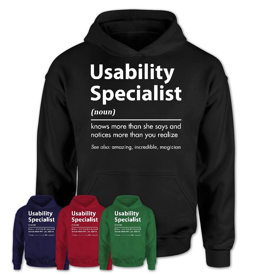 Funny Usability Specialist Definition Shirt, New Job Gift for Usability Specialist, Coworker Gift Idea