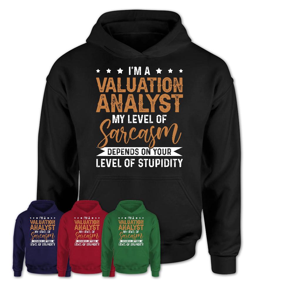 Funny Valuation Analyst Shirt My Level of Sarcasm Depends on Your Level Of Stupidity T Shirt