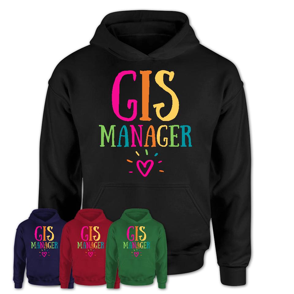 Gis Manager Rainbow Lettering Heart Shirt, Employee Appreciation Gifts