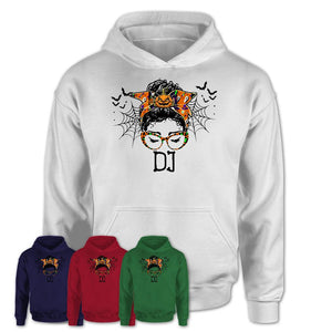 Halloween DJ Shirt, Messy Bun Girl Shirt, Funny Coworker Gift in Halloween, Scary Costume Team Shirt