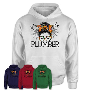 Halloween Plumber Shirt, Messy Bun Girl Shirt, Funny Coworker Gift in Halloween, Scary Costume Team Shirt