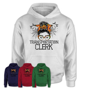 Halloween Transportation Clerk Shirt, Messy Bun Girl Shirt, Funny Coworker Gift in Halloween, Scary Costume Team Shirt