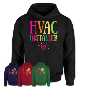 Hvac Installer Rainbow Lettering Heart Shirt, Employee Appreciation Gifts