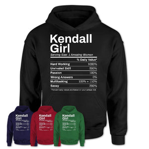 Kendall Girl Florida Nutrition Facts Proud Vintage Sport Born Living City Home Roots USA Gift Women T-Shirt