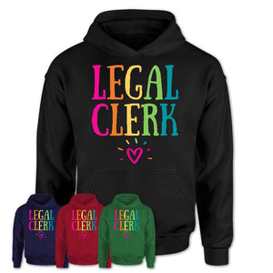 Legal Clerk Rainbow Lettering Heart Shirt, Employee Appreciation Gifts