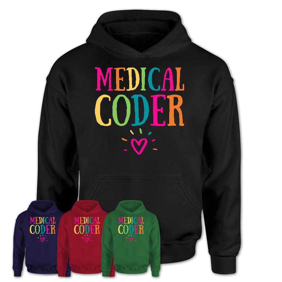 Medical Coder Rainbow Lettering Heart Shirt, Employee Appreciation Gifts