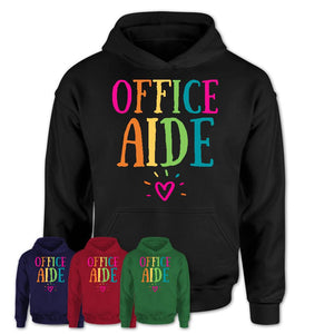 Office Aide Rainbow Lettering Heart Shirt, Employee Appreciation Gifts
