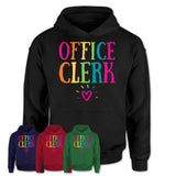 Office Clerk Rainbow Lettering Heart Shirt, Employee Appreciation Gifts