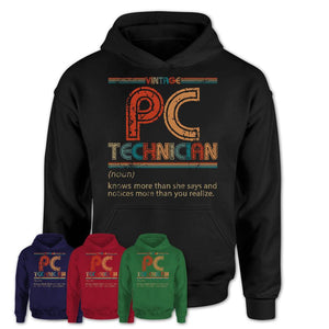 Pc Technician Definition Vintage Retro Colors Shirt, Coworker Birthday Gift TShirt