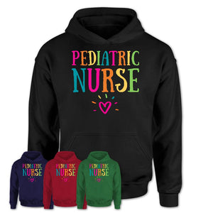 Pediatric Nurse Rainbow Lettering Heart Shirt, Employee Appreciation Gifts