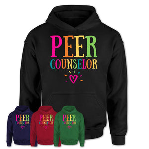 Peer Counselor Rainbow Lettering Heart Shirt, Employee Appreciation Gifts