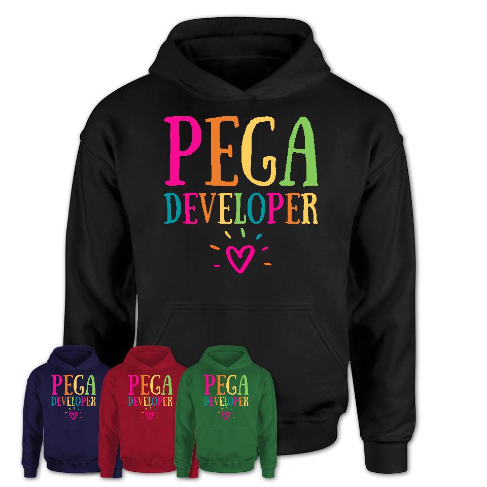 Pega Developer Rainbow Lettering Heart Shirt, Employee Appreciation Gifts