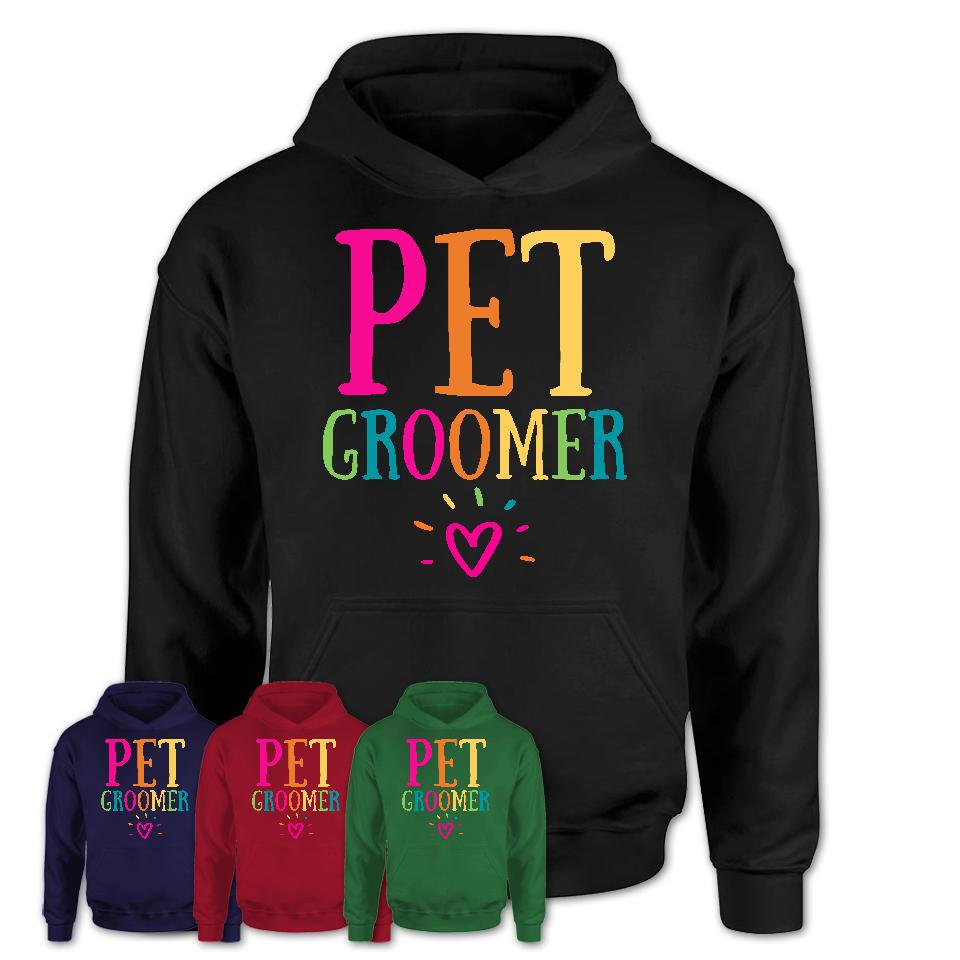 Pet Groomer Rainbow Lettering Heart Shirt, Employee Appreciation Gifts